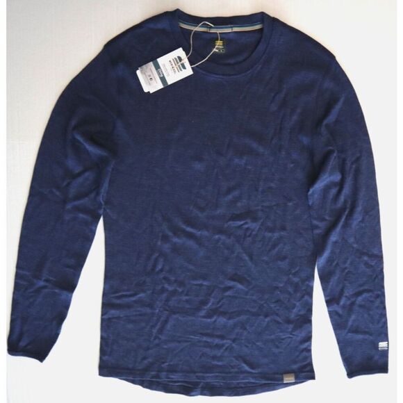 MERIWOOL Layers Men's Sz L Denim Blue L/S Crew Neck Midweight Base Layer Shirt - Picture 1 of 9